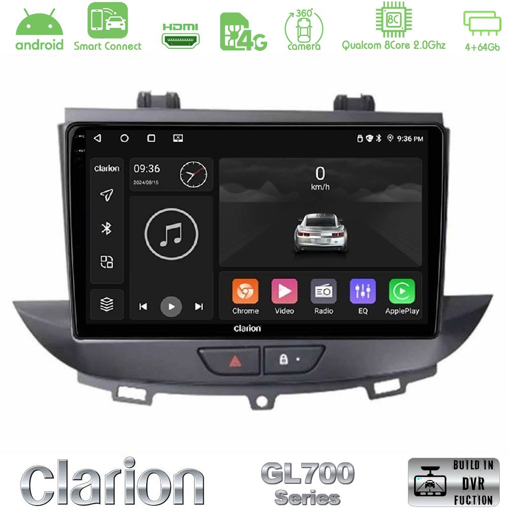Clarion GL700 Series 8Core Android ClarionOS 4+64GB Opel Grandland/Crossland X Navigation Multimedia Tablet 9" Με Carplay & Android Auto