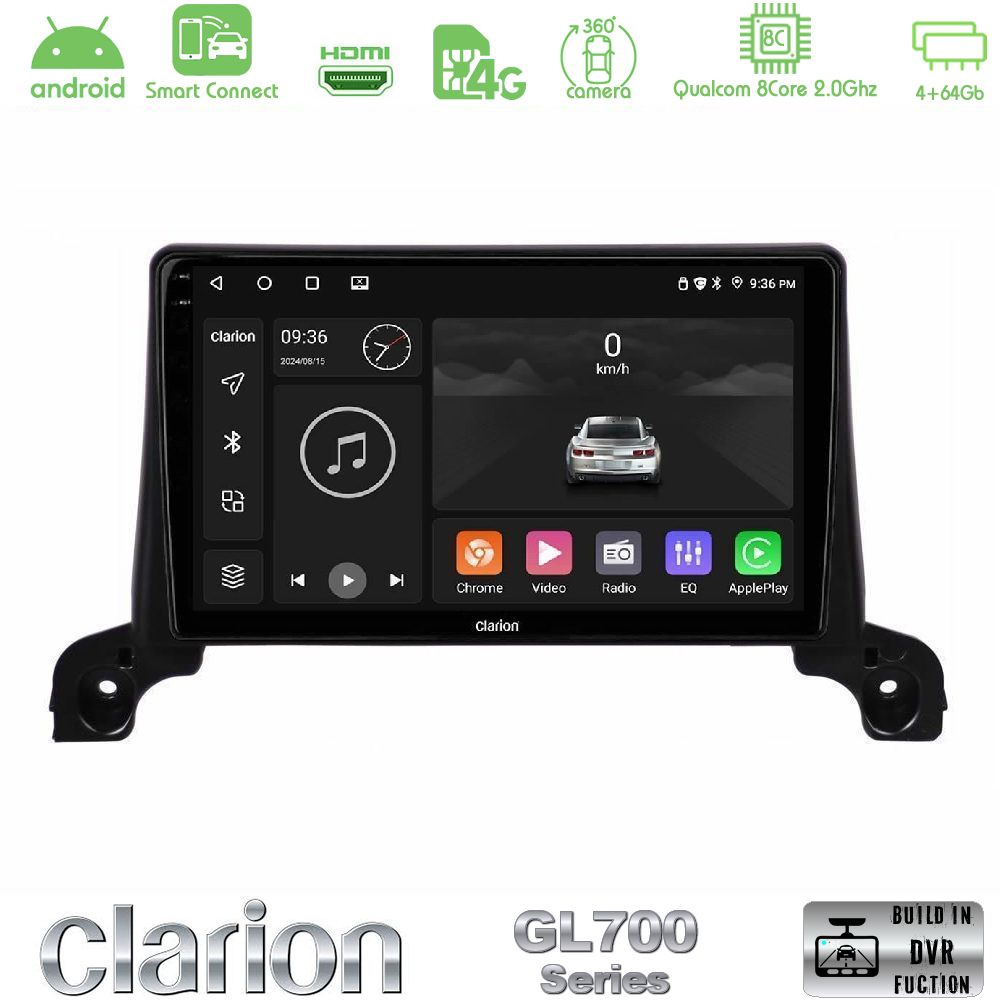 Clarion GL700 Series 8Core Android ClarionOS 4+64GB Peugeot 3008/5008 2017-2023 Navigation Multimedia Tablet 9" Με Carplay & Android Auto