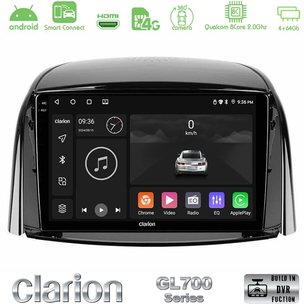 Clarion GL700 Series 8Core Android ClarionOS 4+64GB Renault Koleos 2007-2015 Navigation Multimedia Tablet 9" Με Carplay & Android Auto
