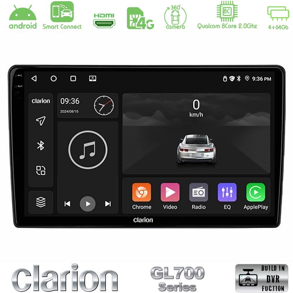 Clarion GL700 Series 8Core Android ClarionOS 4+64GB Dacia / Renault Navigation Multimedia Tablet 9" Με Carplay & Android Auto