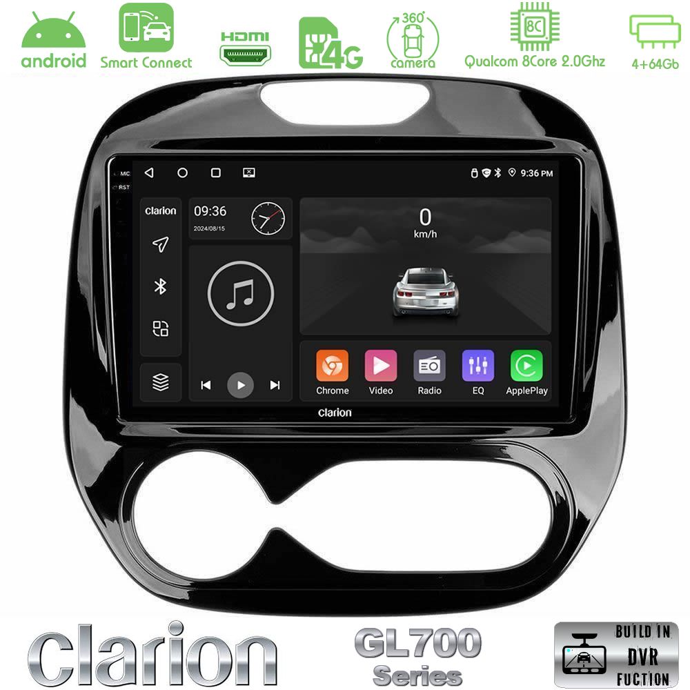 Clarion GL700 Series 8Core Android ClarionOS 4+64GB Renault Captur 2013-2019 Navigation Multimedia Tablet 9" Με Carplay & Android Auto