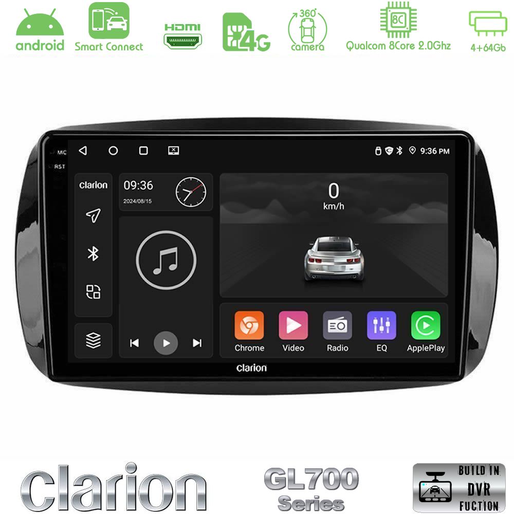 Clarion GL700 Series 8Core Android ClarionOS 4+64GB Smart 453 Navigation Multimedia Tablet 9" Με Carplay & Android Auto