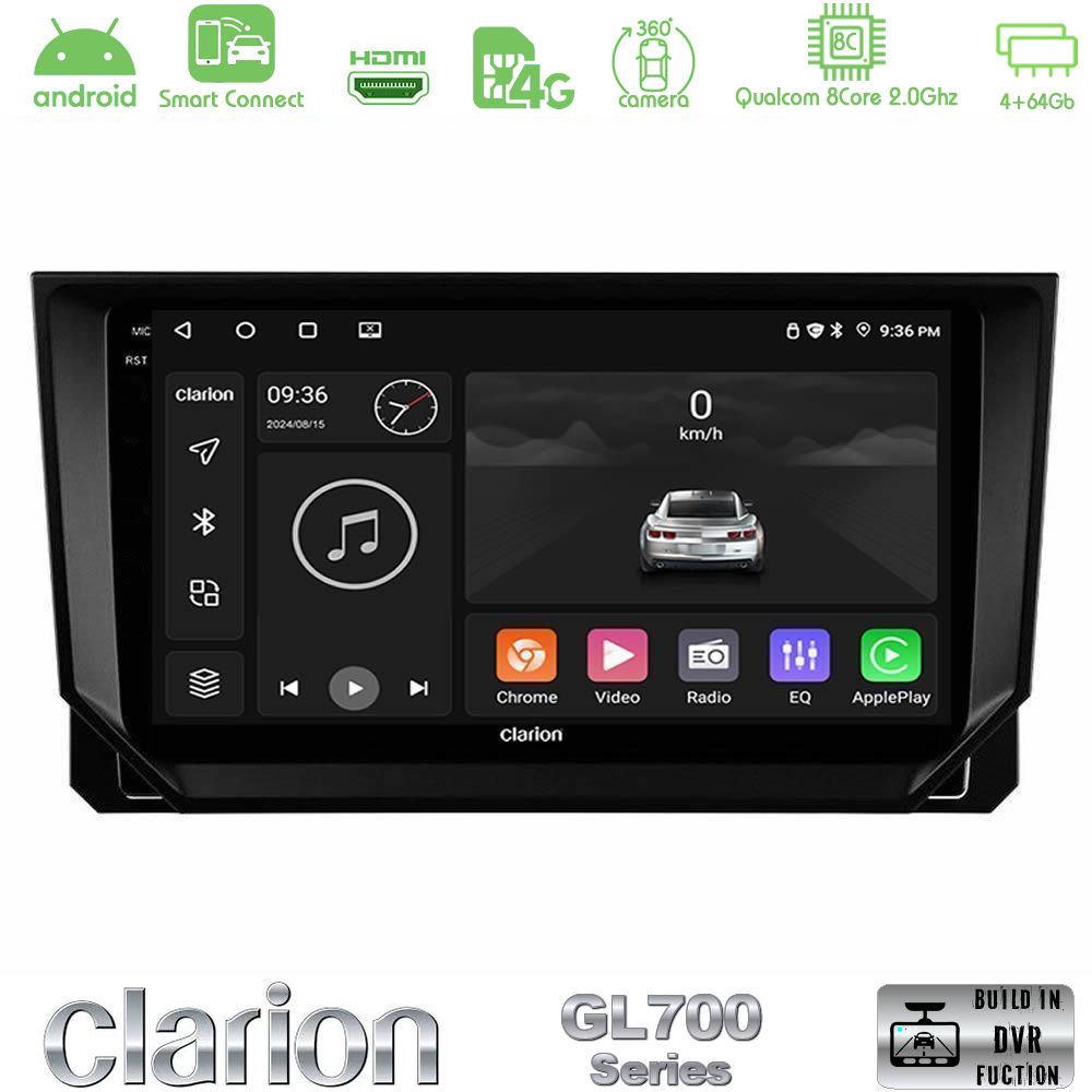 Clarion GL700 Series 8Core Android ClarionOS 4+64GB Seat Arona/Ibiza Navigation Multimedia Tablet 9" Με Carplay & Android Auto