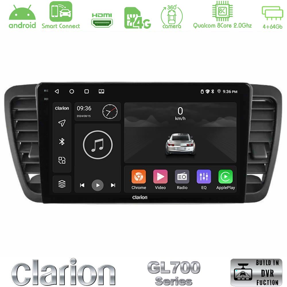Clarion GL700 Series 8Core Android ClarionOS 4+64GB Subaru Legacy/Outback 2002-2008 Navigation Multimedia Tablet 9" Με Carplay & Android Auto