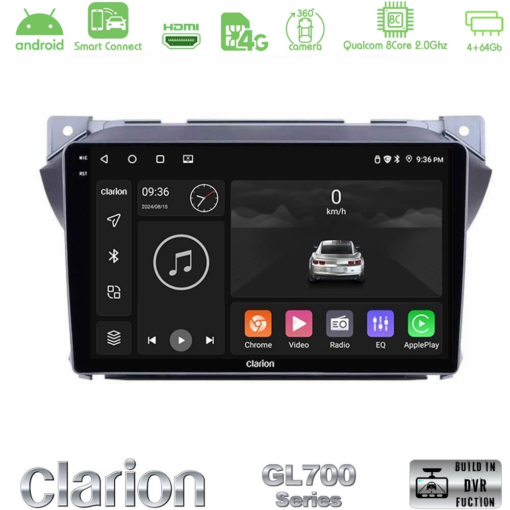 Clarion GL700 Series Suzuki Alto & Nissan Pixo 8Core Android ClarionOS 4+64GB Navigation Multimedia Tablet 9" Με Carplay & Android Auto