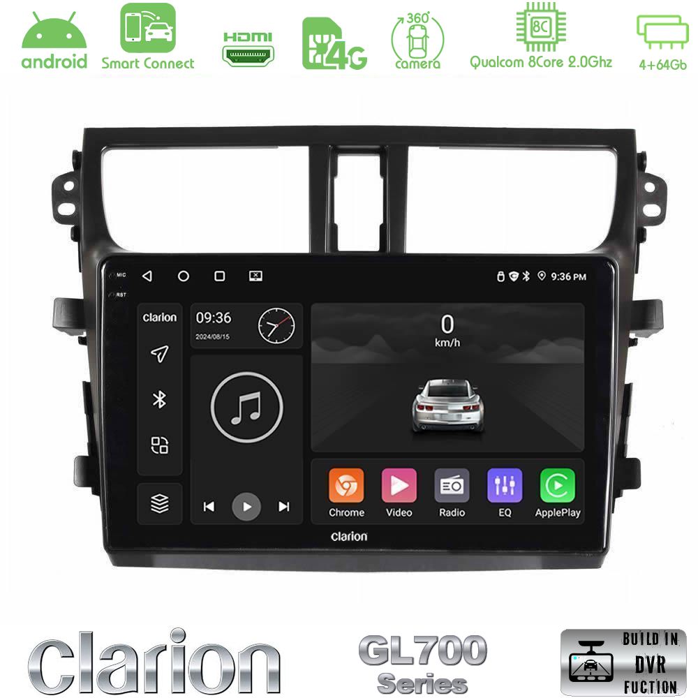 Clarion GL700 Series Suzuki Celerio 2014-2020 8Core Android ClarionOS 4+64GB Navigation Multimedia Tablet 9" Με Carplay & Android Auto Με Carplay & Android Auto