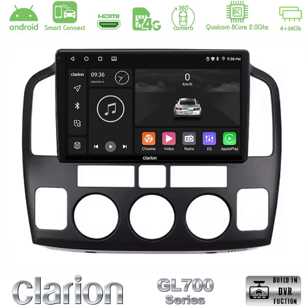 Clarion GL700 Series 8Core Android ClarionOS 4+64GB Suzuki Grand Vitara 2003-2005 Navigation Multimedia Tablet 9" Με Carplay & Android Auto