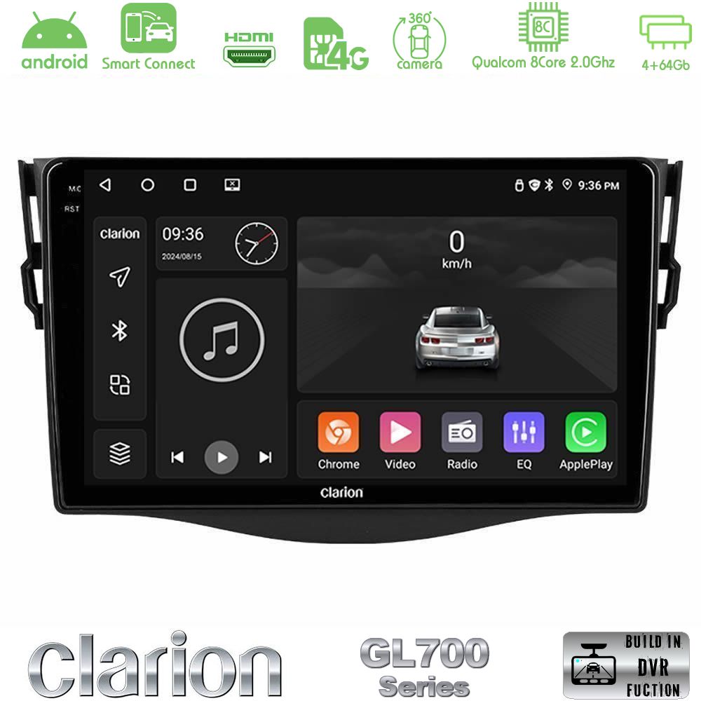 Clarion GL700 Series 8Core Android ClarionOS 4+64GB Toyota RAV4 Navigation Multimedia Tablet 9" Με Carplay & Android Auto