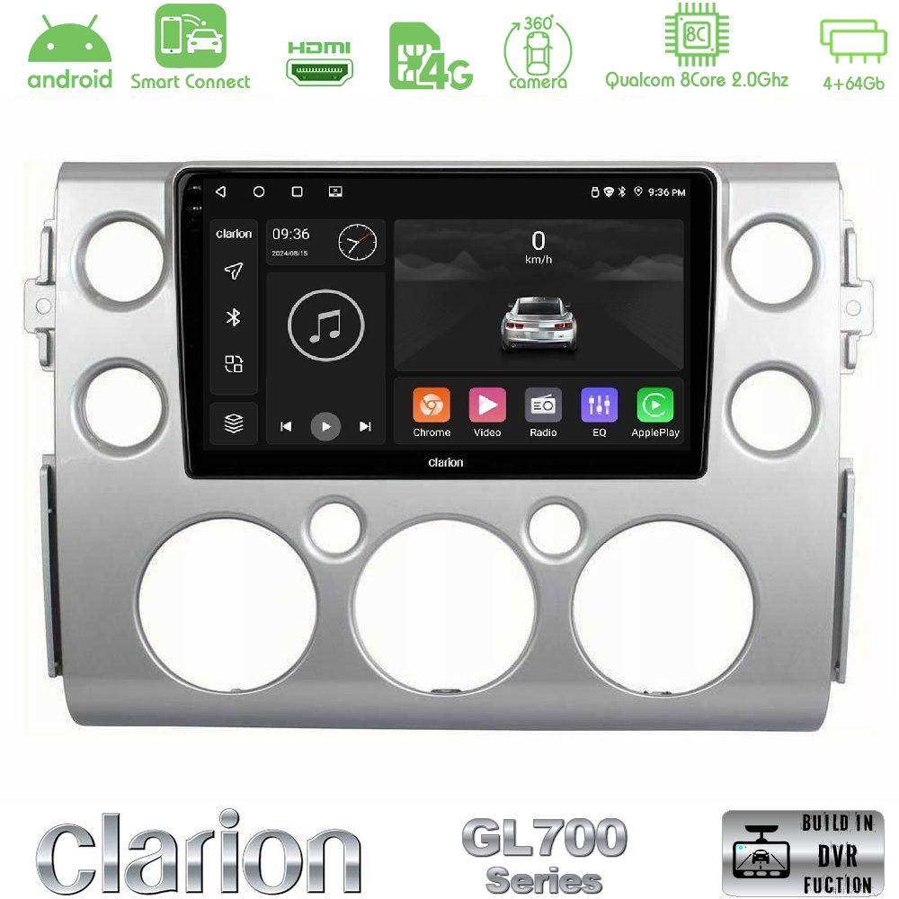 Clarion GL700 Series 8Core Android ClarionOS 4+64GB Toyota FJ 2007-2014 Navigation Multimedia Tablet 9" Με Carplay & Android Auto