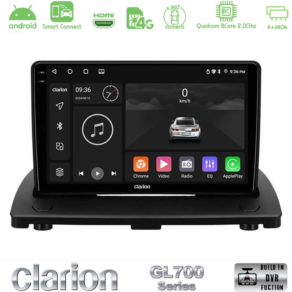 Clarion GL700 Series 8Core Android ClarionOS 4+64GB Volvo XC90 2006-2014 Navigation Multimedia Tablet 9" Με Carplay & Android Auto