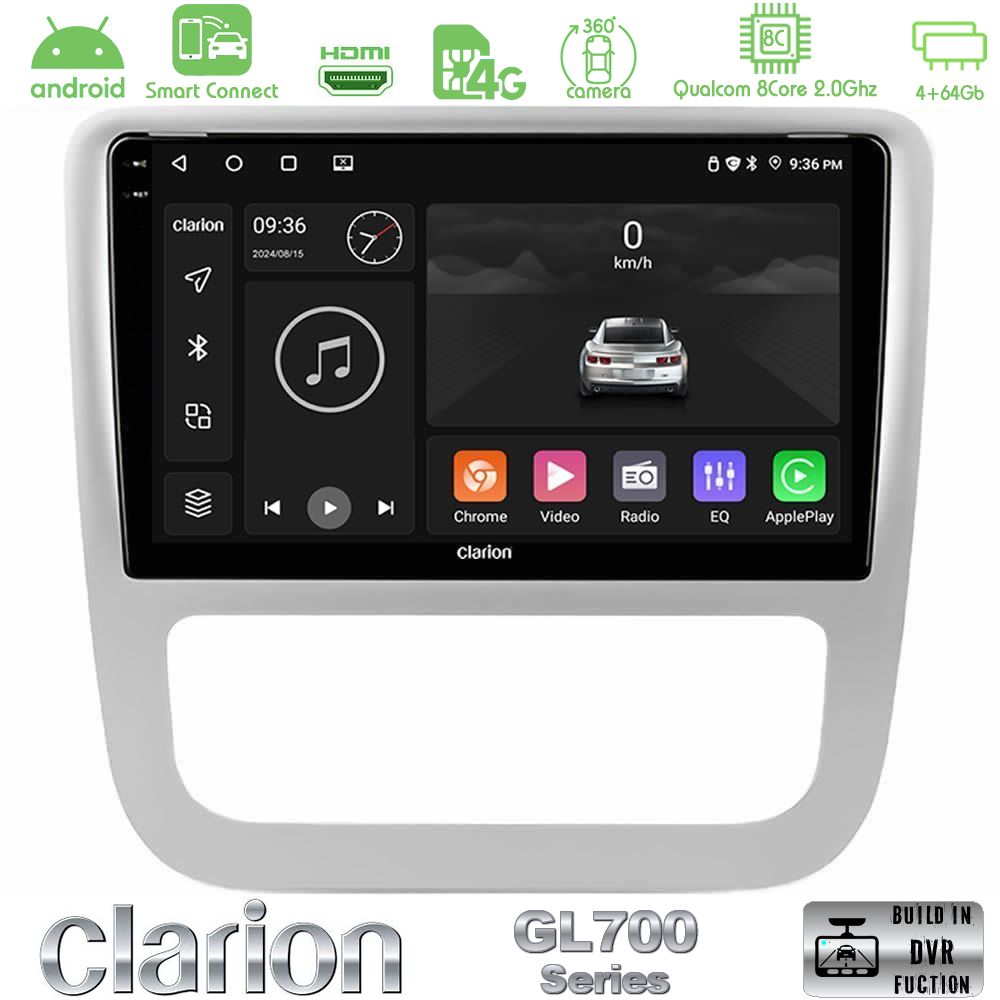 Clarion GL700 Series 8Core Android ClarionOS 4+64GB VW Scirocco / Eos Navigation Multimedia Tablet 9" Με Carplay & Android Auto