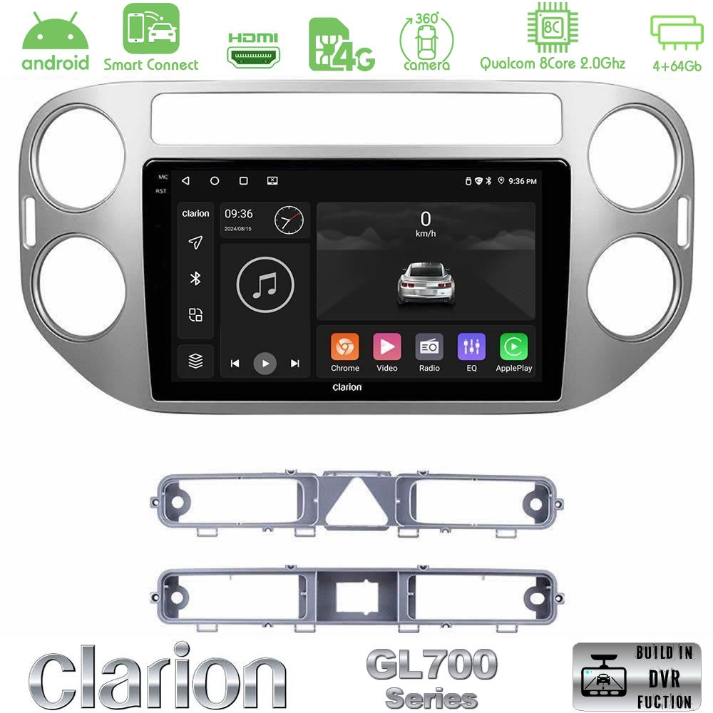 Clarion GL700 Series 8Core Android ClarionOS 4+64GB VW Tiguan Navigation Multimedia Tablet 9" Με Carplay & Android Auto