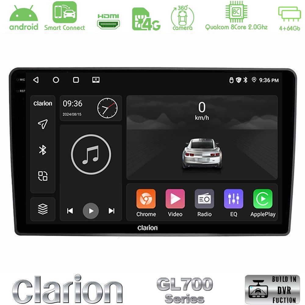Clarion GL700 Series 8Core Android ClarionOS 4+64GB VW Passat Navigation Multimedia Tablet 9" Με Carplay & Android Auto