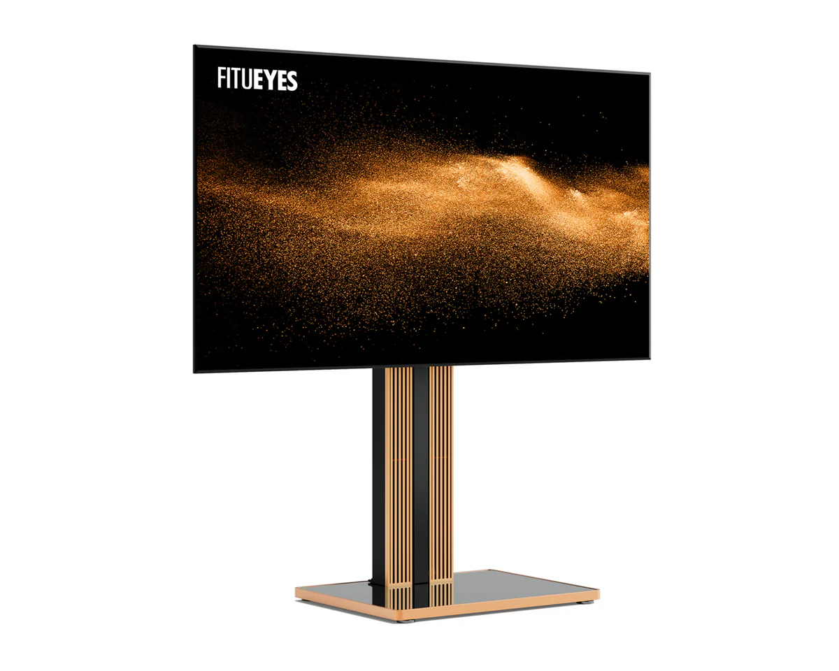 FITUEYES Cantor FT78 Light Oak Επιδαπέδια Βάση Τηλεόρασης 43"-78" με Ρυθμιζόμενο Ύψος & Κλίση