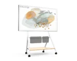 FITUEYES Collector TC78 White Επιδαπέδια Βάση Τηλεόρασης 55"-78" με Ροδάκια & Ράφια Οργάνωσης