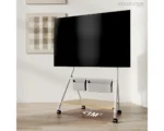 FITUEYES Collector TC78 White Επιδαπέδια Βάση Τηλεόρασης 55"-78" με Ροδάκια & Ράφια Οργάνωσης - Image 3
