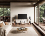 FITUEYES Eiffel FT65 Walnut Επιδαπέδια Βάση Τηλεόρασης με Ρόδες 32"-65" - Image 2