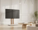 FITUEYES Zen FT88 White Επιδαπέδια Βάση Τηλεόρασης 55"-88" με Ξύλινη Βάση & Ρυθμιζόμενο Ύψος - Image 2