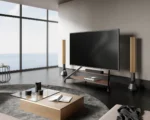 FITUEYES Eiffel V2 FT100 Walnut Επιδαπέδια Βάση Τηλεόρασης 75"-100" με Ρόδες - Image 2