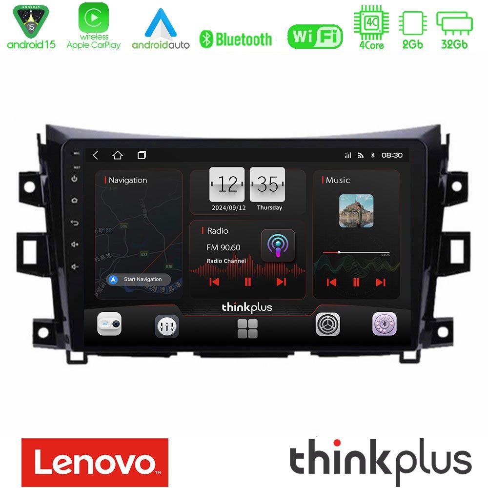 Lenovo Thinkplus Series 4Core Android15 2+32GB  Nissan Navara NP300 Navigation Multimedia Tablet 9" Με Carplay & Android Auto