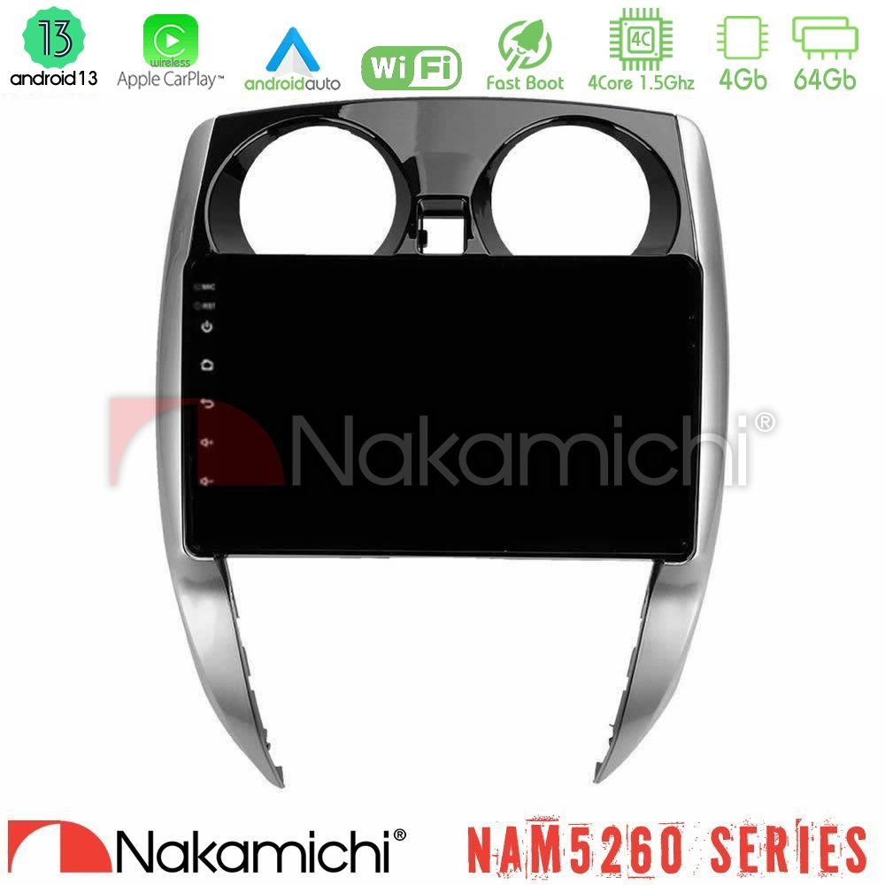 Nakamichi NAM5260 Series 4Core Android13 4+64GB Nissan Note 2013-2018 Navigation Multimedia Tablet 10" Με Carplay & Android Auto