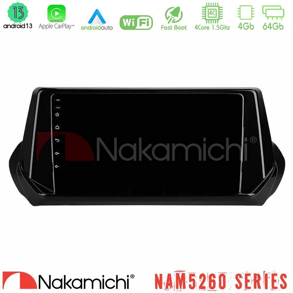 Nakamichi NAM5260 Series 4Core Android13 4+64GB Peugeot 208/2008 2019-2023 Navigation Multimedia Tablet 9" Με Carplay & Android Auto