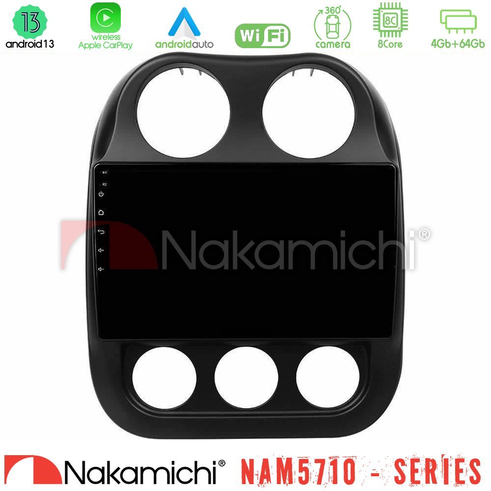 Nakamichi NAM5710 Series 8Core Android13 4+64GB  Jeep Compass 2012-2016 Navigation Multimedia Tablet 10"