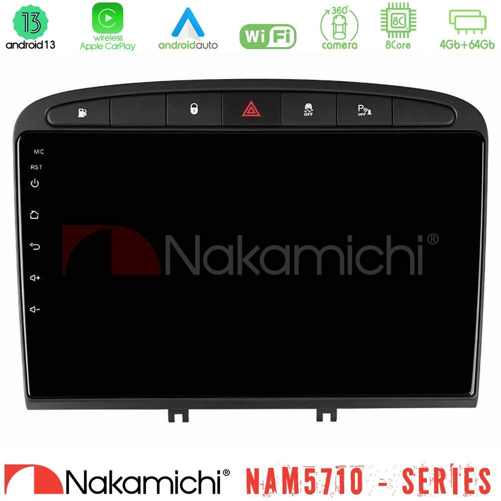 Nakamichi NAM5710 Series 8Core Android13 4+64GB  Peugeot 308/RCZ Navigation Multimedia Tablet 9"