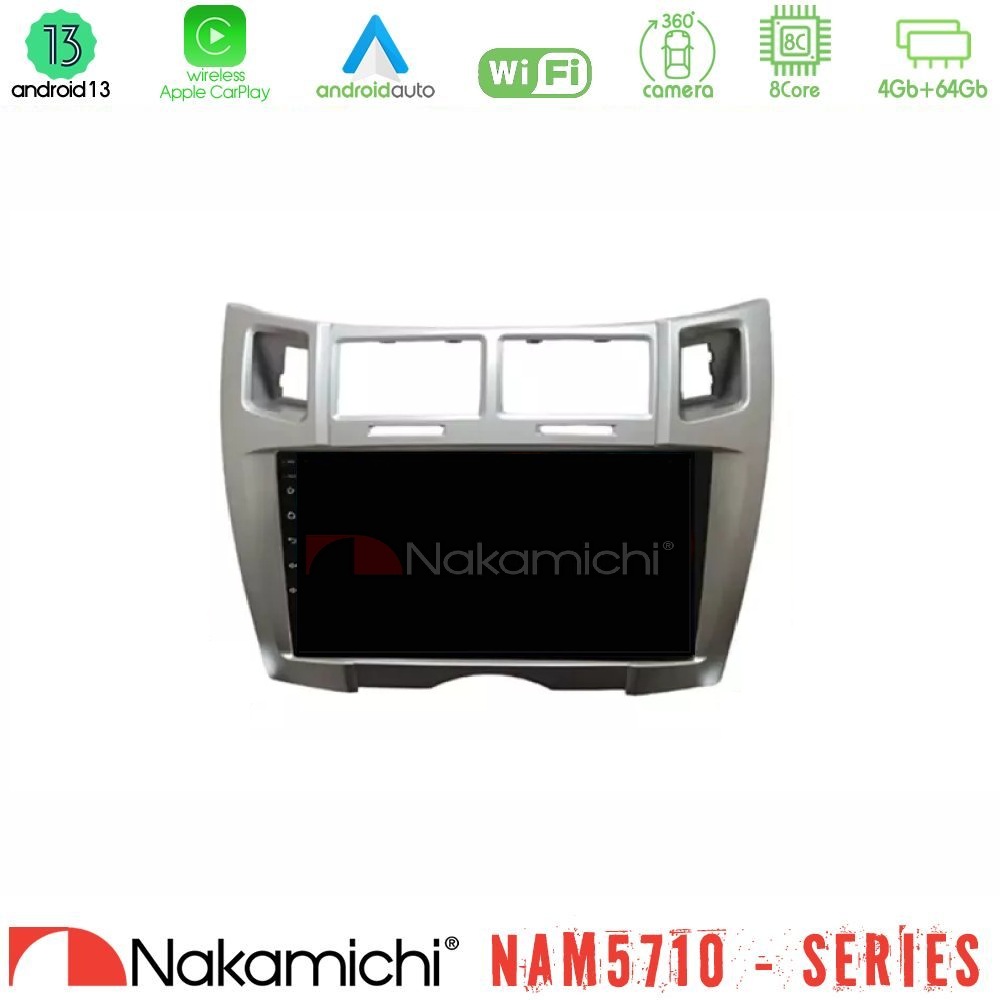 Nakamichi NAM5710 Series 8Core Android13 4+64GB  Toyota Yaris Navigation Multimedia Tablet 9" (Ασημί Χρώμα)