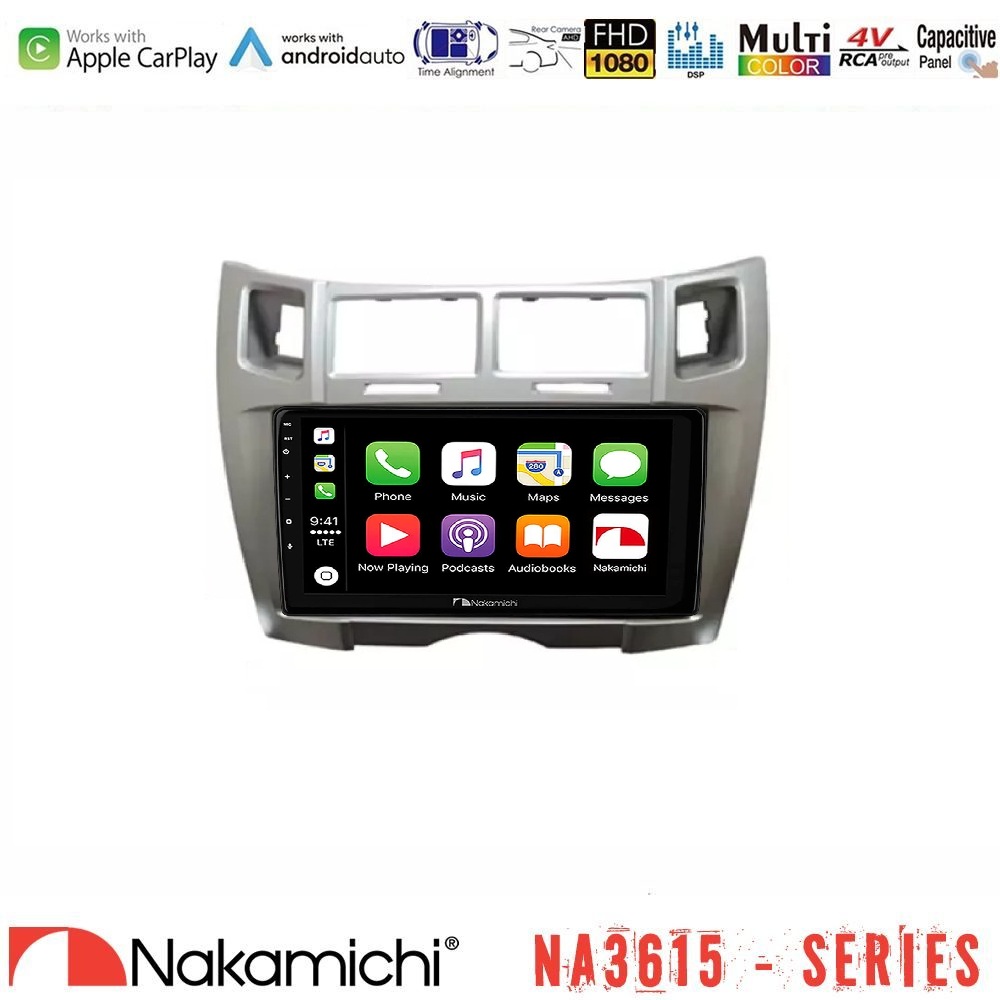 Nakamichi NA3615 Series Με Wireless Carplay & Android Auto  Toyota Yaris Media Station Tablet 9" (Ασημί Χρώμα)
