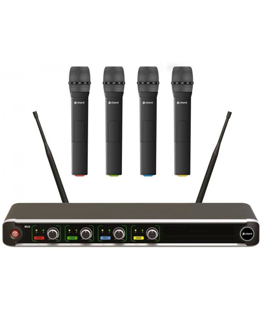 Chord NU4-H Σετ 4 Επαγγελματικών Ασύρματων UHF Μικροφώνων Χειρός (Σετ)