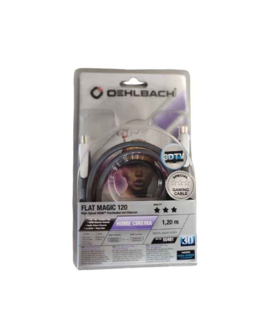 Oehlbach Flat Magic 120 High Speed HDMI Καλώδιο με Ethernet Gaming Cable 1,2m