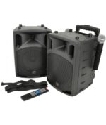 Qtx PAV8-UHF Φορητό Σετ Ηχείων PA με μικρόφωνα UHF, Bluetooth & DVD 8" 100W RMS (Σετ)