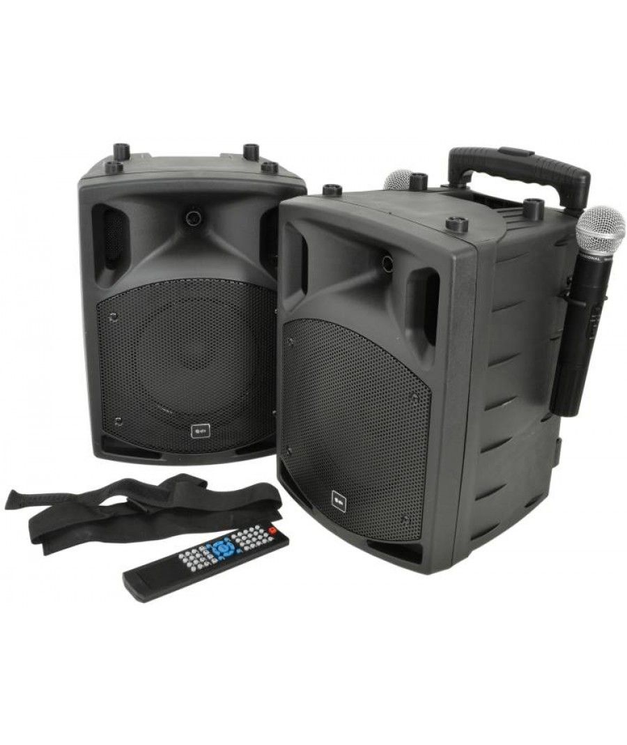 Qtx PAV8-UHF Φορητό Σετ Ηχείων PA με μικρόφωνα UHF, Bluetooth & DVD 8" 100W RMS (Σετ)