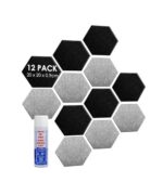 Audiodesigner PET Hexagon 12 Ηχοαπορροφητικά Πάνελ 20 cm Black-Grey / 2 τ.μ. + ΔΩΡΟ Βενζινόκολλα (Σετ)
