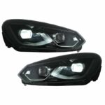 Μπροστινά Φανάρια Set Για Vw Golf VΙ (6) 08-12 Mk8 Golf Look Dynamic Start DRL & Φλας Μαύρα Full Led Με Μοτέρ VLand - Image 6
