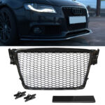 Μάσκα Για Audi A4 B8 08-11 RS4 Look Κυψελωτή Γυαλιστερό Μαύρο 1 Τεμάχιο