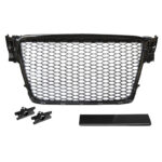 Μάσκα Για Audi A4 B8 08-11 RS4 Look Κυψελωτή Γυαλιστερό Μαύρο 1 Τεμάχιο - Image 2
