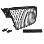 Μάσκα Για Audi A4 B8 08-11 RS4 Look Κυψελωτή Γυαλιστερό Μαύρο 1 Τεμάχιο - Image 3