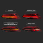Πισινά Φανάρια Set Για Vw Golf VII 7 & 7.5 11-19 Led Bar Dynamic Facelift 7.5 GTIR Look ΚόκκινοΦιμέ VLand - Image 2