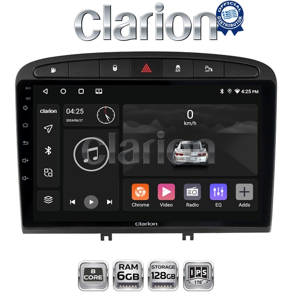 GL53083 CLARION GL53083 Οθόνη OEM Multimedia Αυτοκινήτου για Peugeot 308 2007>2012 (CarPlay/AndroidAuto/BT/GPS/WIFI/GPRS) - Image 1