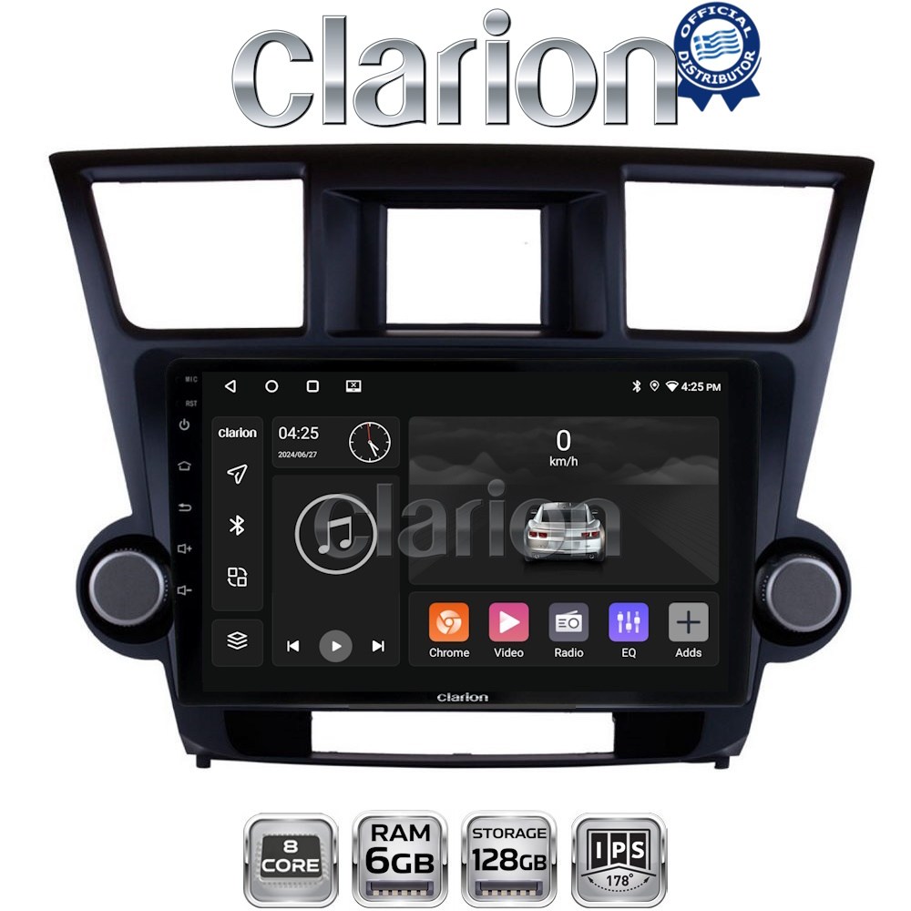 CLARION GL53089 Οθόνη OEM Multimedia Αυτοκινήτου για Toyota Highlander 2008 > 2015 (CarPlay/AndroidAuto/BT/GPS/WIFI/GPRS)