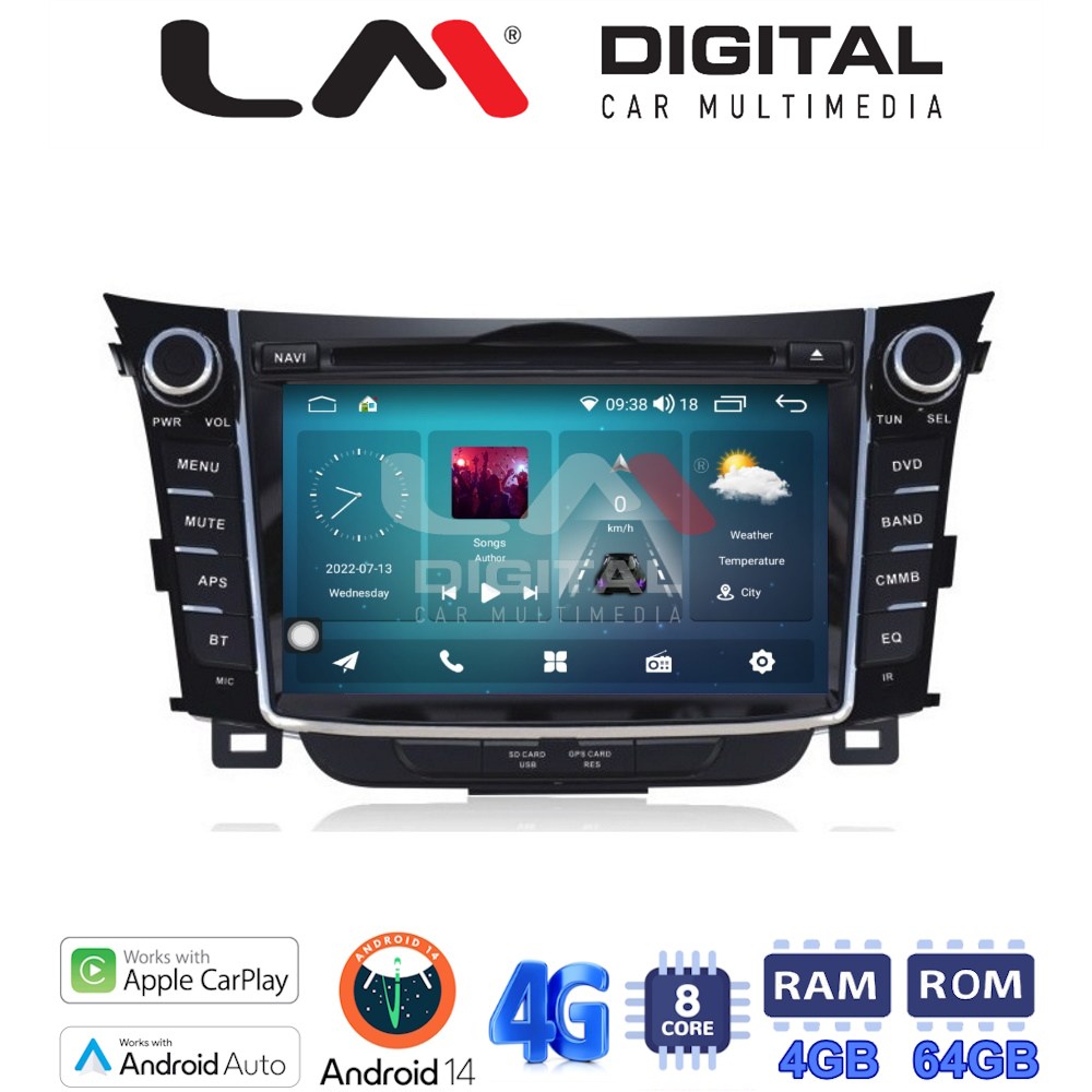 LMC8156 LM Digital - LM C8156 GPS Οθόνη OEM Multimedia Αυτοκινήτου για HYUNDAI I30 2012-2016 (CarPlay/AndroidAuto/BT/GPS/WIFI/GPRS) - Image 1