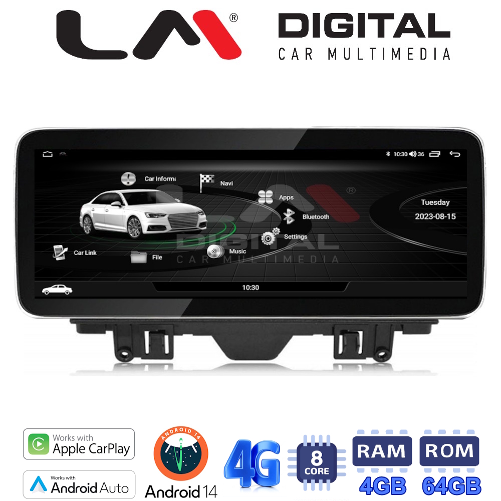 LM Digital - LM GH4 292 LOW Οθόνη OEM Multimedia Αυτοκινήτου για AUDI Q3 2011 > 2018 Χωρίς εργοστασιακή οθόνη (CarPlay/AndroidAuto/BT/GPS/WIFI/GPRS)