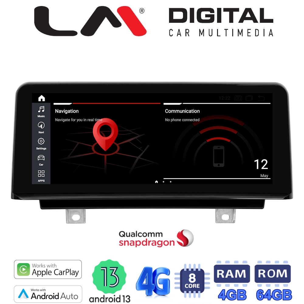 LM Digital - LM JFK350 A4 NBT Οθόνη OEM Multimedia Αυτοκινήτου για BMW S.3 (F30/F31/F34/F35 (2013-2016) & Series 4 - F32/F33/F36 (2013-2016) με εργοστασιακό σύστημα NBT (CarPlay/AndroidAuto/BT/GPS/WIFI/GPRS)