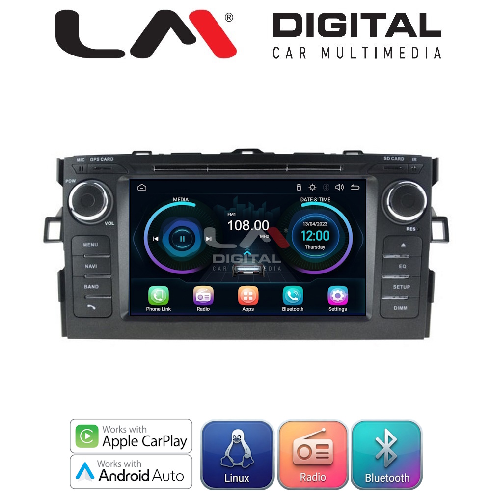 LM Digital - LM LX028 Οθόνη OEM Multimedia Αυτοκινήτου για TOYOTA AURIS 2007 > 2012 (CarPlay/AndroidAuto/BT/WIFI) Linux OS